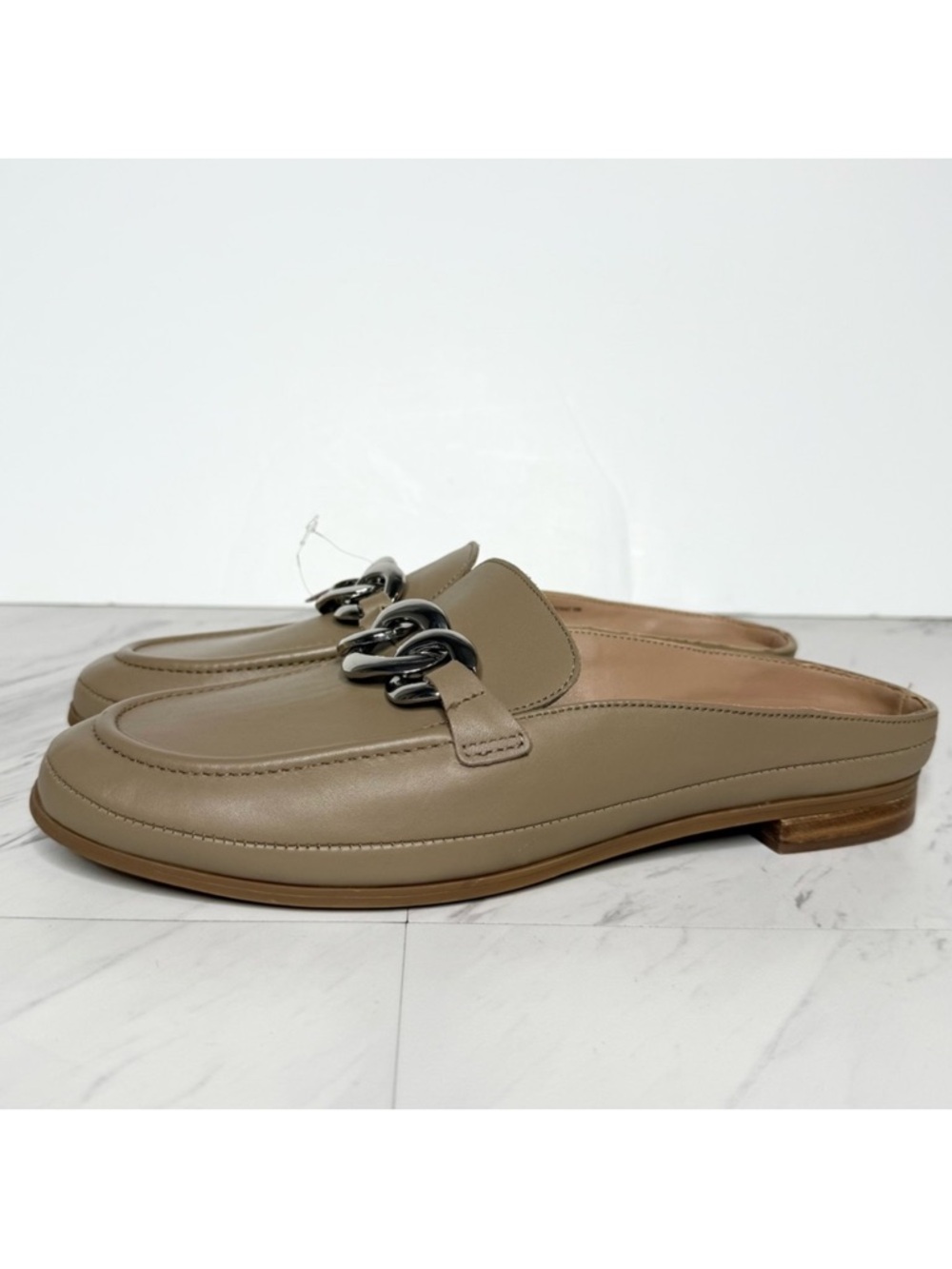New! Blondo Brylee Tan Leather Slip On Mule 8M